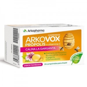 Arkopharma arkovox própolis + vitamina c sabor frambuesa 24 comprimidos