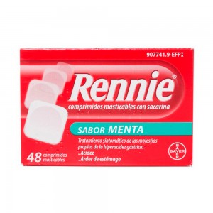 Rennie con sacarina 48 comprimidos menta