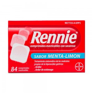 Rennie con sacarina 84 comprimidos menta-limón